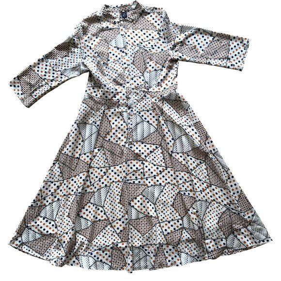 Lai Meng Five Cats Dress Vintage Inspired Patchwork Look Midi Long Sleeve 3XL - Picture 1 of 11